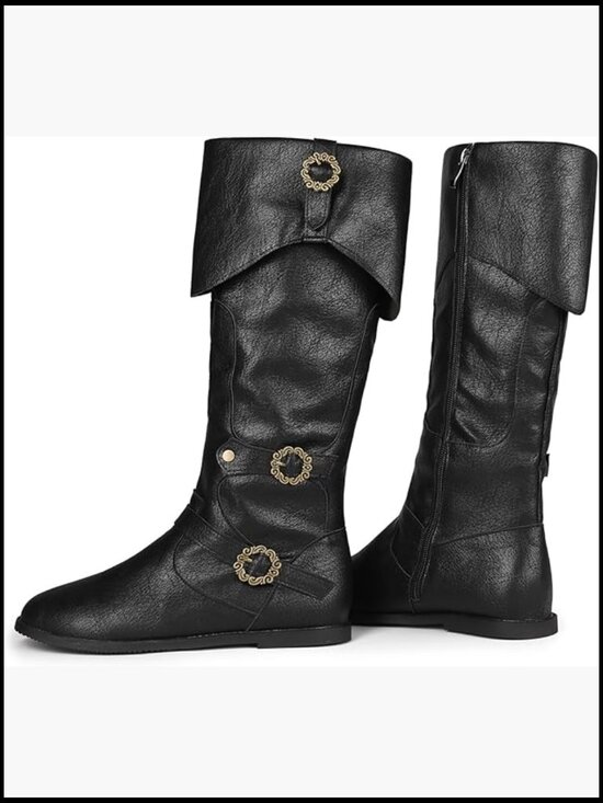 Mid Calf Zip Up Boots Cosplay Y2K Style Round Toe Flat Heel Unisex main image 6